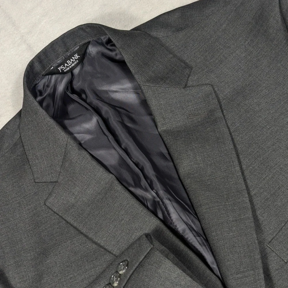 Jos. A. Bank Signature Mens 48R Blazer Charcoal Gray 100% Wool Tailored Fit Coat